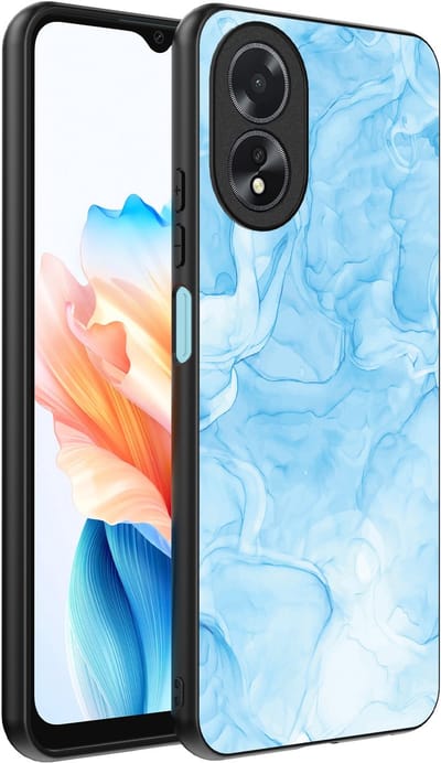 Smartphonica Telefoonhoesje Geschikt voor Oppo A18 met marmer opdruk - TPU backcover case marble design - Lichtblauw geschikt voor Oppo A18