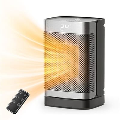 Totopia 1500W PTC elektrische kachel met 2 verwarmingsstanden, 12-uurs timer, kantel- en overhittingsbeveiliging, ruimteverwarmer voor slaapkamer,