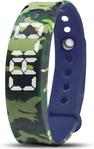 Herinneringshorloge medicatie of plaswekker - plashorloge - mogelijkheid tot 15 dagelijkse knipper/trilalarmen - usb oplaadbaar - Groen Camouflage - Stappenteller