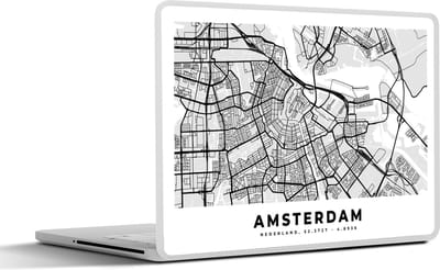 Laptop sticker - 11.6 inch - Kaart - Amsterdam - Nederland - 30x21cm - Laptopstickers - Laptop skin - Cover