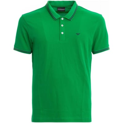Emporio Armani Effen Kleur Polokraag Rechtvallend Korte Mouwen Poloshirt Heren tops Groen 8N1F30-1JPTZ-0581 M green