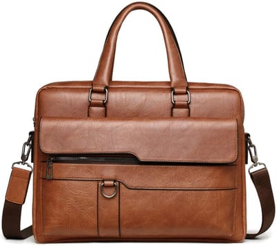Techidna - Laptoptas 14 inch - Lichtbruin vegan leer - 38 × 30 cm - Waterafstotend - Dames & Heren