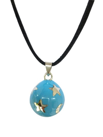 zwangerschapsketting verzilverde babybel bola blauw ster