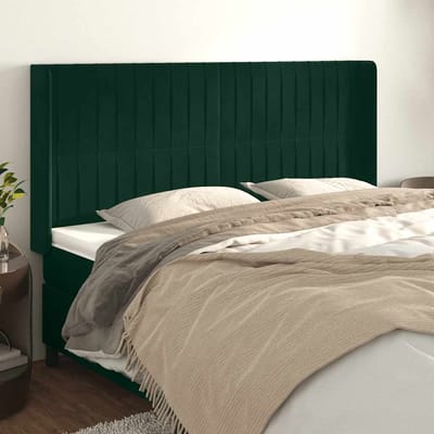 vidaXL - Hoofdbord - met - randen - 183x16x118/128 - cm - fluweel - donkergroen