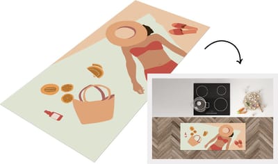 Keukenloper - Loper keuken - Vrouw - Slippers - Hoed - Strand - 120x50 cm - Keukenloper vinyl