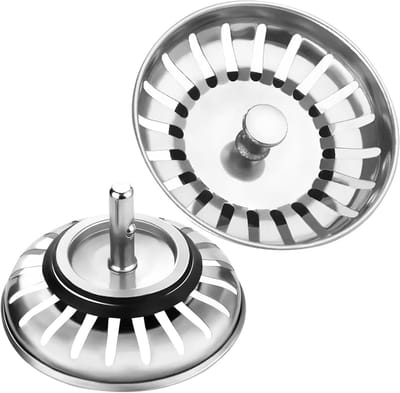 RVS Afvoerzeef Set van 2, Ideaal voor Keuken en Badkamer, Vangt Haar en Voedselresten, Ø 79mm
