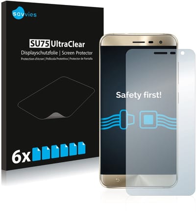 Savvies - Screenprotector voor ASUS ZenFone 3 ZE552KL - Folie Beschermfolie transparant 6 Stuks