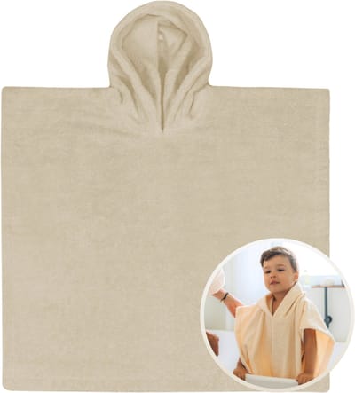 Funnies Badponcho Cream 6 t/m 24 maanden - 45x45 cm - Jongens - Meisjes - Zachte Badponcho - Omslagdoek voor Kinderen - 100% Katoenen Badstof - Absorberend, Comfortabel en Makkelijk Wasbaar - Perfect na het Zwemmen of Badderen