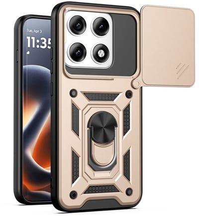 MobyDefend Hoesje - Geschikt voor Motorola Edge 70 Pro - Pantsercase Met Draaibare Ring - Goud