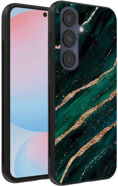 Smartphonica Telefoonhoesje Geschikt voor Samsung Galaxy S24 FE met marmer opdruk - TPU backcover case marble design - Groen Goud geschikt voor Samsung Galaxy S24 FE