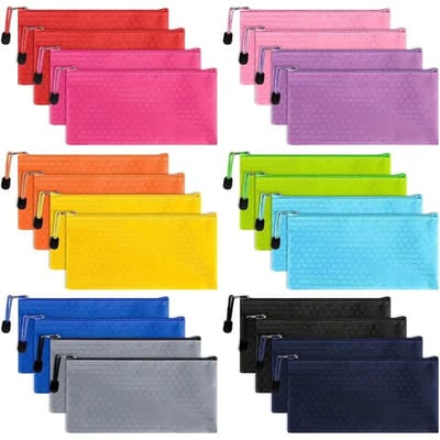 Etui jongens-etui meisjes-Etui-etuis voor school-Pencil Case Zipper Pouch - Banknote Size Pencil Storage - Small Pencil Storage - Office Supplies Waterproof Bag - Travel Accessories 12 Colors - 24 Pencil Cases - 26x14x1cm