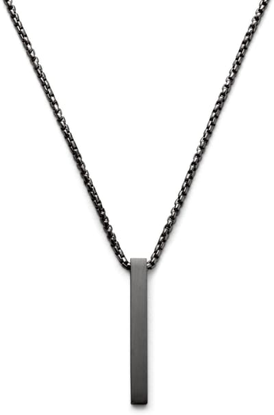 Matte zwarte roestvrijstalen ketting met staafvormige hanger
