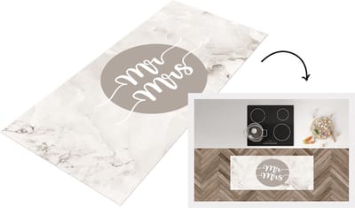 Keukenloper - Loper keuken - Spreuken - Mr Mrs - Quotes - Huwelijk - 120x50 cm - Keukenloper vinyl