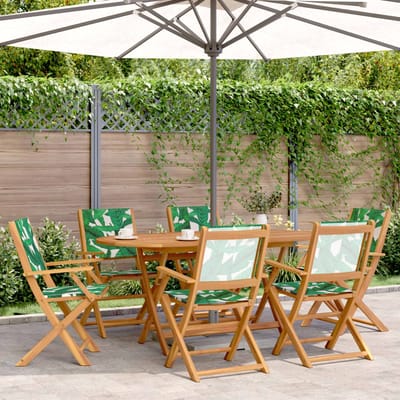 vidaXL - Klapstoelen, - 6 - stuks, - groene - stof - en - massief - hout