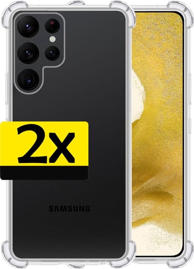 Hoesje - 2 Stuks - Geschikt voor Samsung Galaxy S22 Ultra - Sterk & Shockproof - Siliconen Case - Back Cover - Telefoon Hoes Shock Proof - Telefoonhoesjes - Transparant