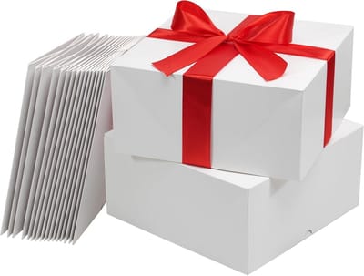 Set van 10 Witte Cadeaudozen met Deksel 25x25x25 cm voor Cadeaus en Feestverpakkingen