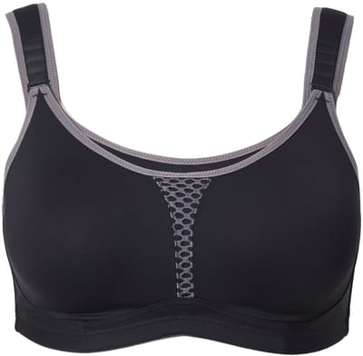 Ulla Popken - Dames - Sportbeha zonder beugels microvezels mesh-inzetstuk - Grijs - Maat 95B