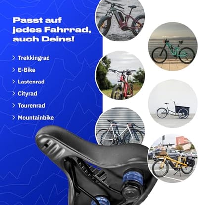 Ergonomisch fietszadel voor heren en dames - Ideale drukverdeling met traagschuim - Verkrijgbaar in 3 uitvoeringen