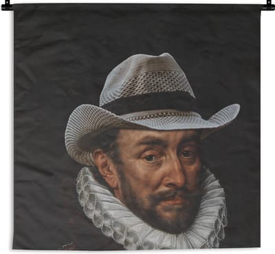 Wandkleed - Willem van Oranje - Kunst - Hoed - 120x120 cm - Wandtapijt