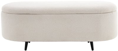 Scandinavische Gestoffeerde Bank VOGUE 110cm wit Bouclé zwart Bank met opbergruimte - 45255
