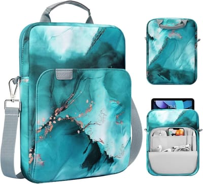 Tabletzak voor 9-11 Inch Tablets met Schouderband - Geschikt voor iPad 11, Galaxy Tab A9+/A11Plus, Bescherming en Draaggemak in Cloud Peacock Blauw