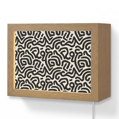 Wandlamp 20x15 cm - Oplaadbaar - Modern - Abstract - Zwart - Wandlampen binnen woonkamer - Slaapkamer lamp met kabel - Decoratieve nachtlamp - Vloerlamp snoer
