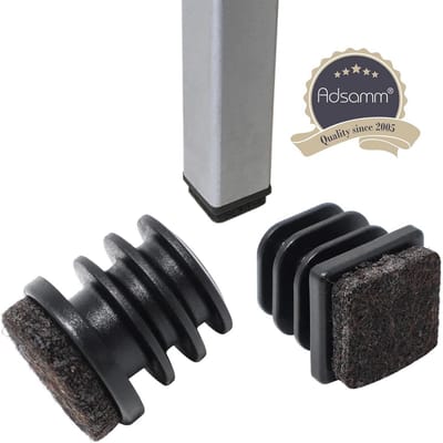 32x Viltglijders Zwart voor Vierkante Buisstoelen 18x18 mm - Beschermdoppen Parket Vloer
