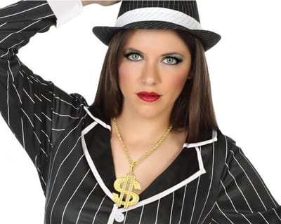 Ketting dollar teken - goud - rapper/pimp kostuum - Carnaval - verkleed accessoires - sieraden