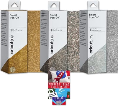 Smart Iron-On Bundel voor Cricut Joy: Zwart, Zilver & Glitter Strijken op Textiel