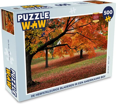 Puzzel De herfstkleurige bladeren in een Amerikaans bos - Legpuzzel - Puzzel 500 stukjes