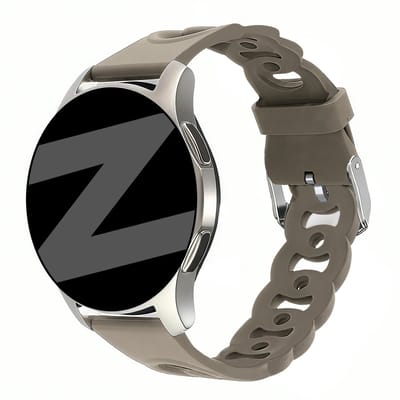 Bandz Universele Siliconen Horlogeband ‘Chains’ 20mm(Beige-Bruin)–Flexibel&Stijlvol Sportbandje–geschikt voor Samsung Galaxy Watch 7 (40mm/44mm)/6 (Classic)/5 (Pro)/4/FE/3 (41mm)/Active, Polar Pacer/Unite/Ignite & Amazfit GTS 1/2/3/4