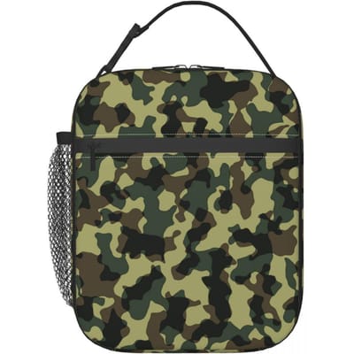 Camouflage Militaire Camo Leger Geïsoleerde Lunchtas voor Vrouwen Kinderen Lekvrije Voedseldozen Thermische Lunchbox Tote One Size black
