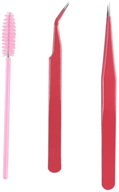 Dailygoods- Wimperextensionspincetten Set van 2 - Roestvrij Staal - Cosmetisch Pincet - Wimperborstel - Voor Handwerk - Geschikt voor Sieraden