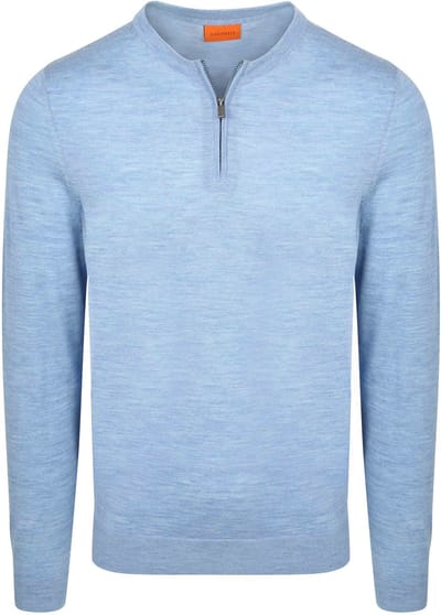 Suitable Crew Zip Merino Lichtblauw - Maat M - Heren - Quarter zip - Schipperstrui met rits - Volwassen mannen - Sweater