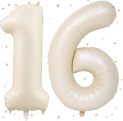 Grote Beige Cijferballon 16 - 101 cm Folieballon voor 16e Verjaardag of Jubileum