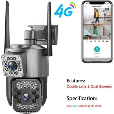 Nieuwe 2K HD waterdichte EU IP-camera Wifi 4G Simkaart PTZ 4MP Dual Lens Buiten AI Menselijke Tracking Kleuren Nachtzicht CCTV Beveiligingscamera 4MP 4G Camera