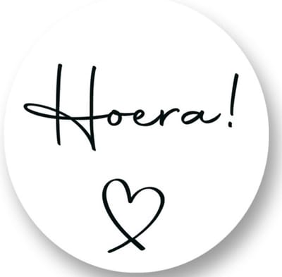 20x Hoera! stickers - afscheid - School - bedankt - Jarig - Hoera! Sluitstickers - Kinderfeest Traktatie - Uitdelen - Uitdeeltraktatie - Wensetiket - Rond - 40mm - Glossy sticker