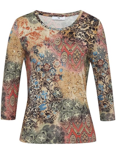 Shirt ronde hals en 3/4-mouwen Van Peter Hahn multicolour