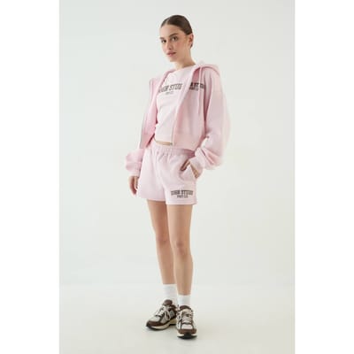Dames Dsgn Studio Applique Sweatshort Met Losse Pasvorm | Lichtroze | Maat: Medium