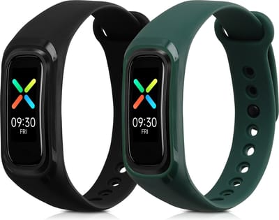 kwmobile 2x horlogebandjes geschikt voor Oppo Band Sport bandje - Smartwatch bandjes van TPU - Activity tracker horloge band in zwart / groen