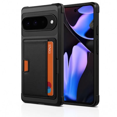 Pasjes houder Hoesje geschikt voor Google Pixel 9 Pro XL - Kaarthouder - Heavy Duty Case - Magnetisch Portemonnee Hoesje Cover - Zwart