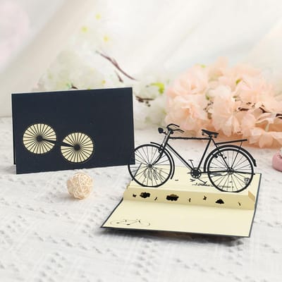 Dailygoods- Wenskaart 3D Retro Fiets - Unieke Pop-up Kaart - Voor Speciale Gelegenheden - Verjaardagen - Afmetingen 9,9 x 14,9 cm - Duurzaam Papier - Verjaardagskaart