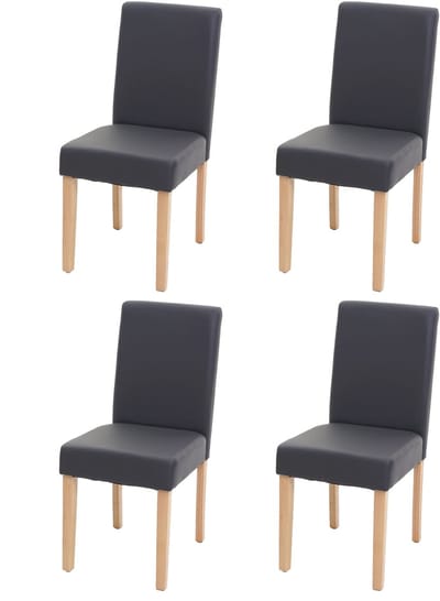 Set van 4 eetkamerstoelen Keukenstoel Littau MVG-gecertificeerd ~ kunstleer, grijs mat, lichte poten