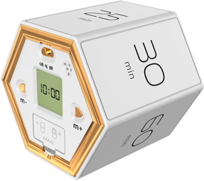 Timer, efficiënte tijdsweergave, voorgeprogrammeerde instellingen van 1/5/10/25/30/60 minuten, aanpasbare aftelfunctie en stopwatch, geluids-/stille modus, oplaadbaar, geschikt voor studie en werk, wit.