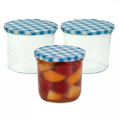 Cosy&trendy Weckpotten / inmaakpotten - blauw - 3x stuks - 230 ml - met draaideksel - glas - inmaakpotten