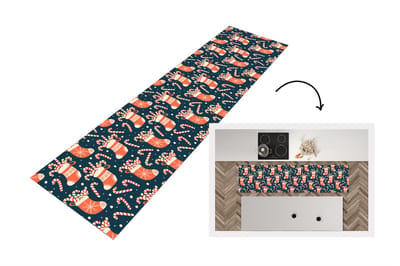 Keukenloper - Loper keuken - Sokken - Snoep - Kerst - Patronen - 200x50 cm - Keukenloper vinyl