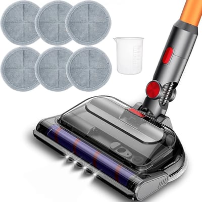 Motoriseerde Turbo Mopborstel Geschikt voor Dyson V7 V8 V10 V11 V15, Aspireert & Wist, Geschikt voor Marmer & Houten Vloeren, Inclusief Microvezeldoek