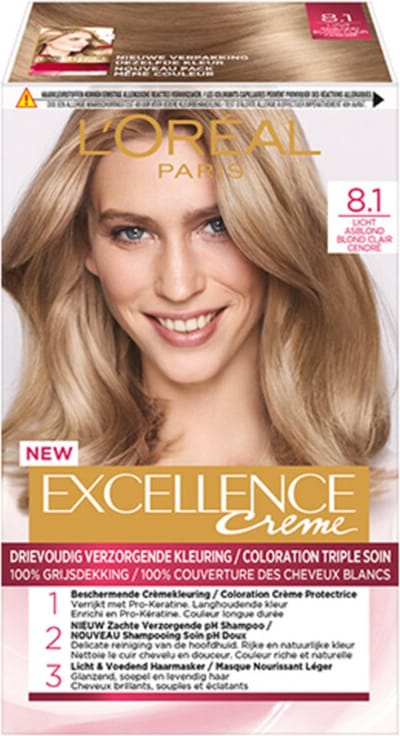 L'Oréal Excellence Crème Permanente Crèmekleuring 8.1 Licht Asblond - 2 x - Voordeelverpakking
