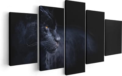 Artaza Canvas Schilderij Vijfluik Zwarte Panter - 100x50 - Foto Op Canvas - Canvas Print