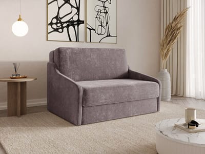 FLY 120 - Slaapbank - Compact en Multifunctioneel - 135 x 115 x 90 cm - Eenvoudig Uitklapbaar & Decoratieve Stiksels - Bruin (VIBE 28)